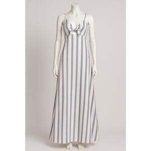 Women NWT Dress M Roxy Sweetest Step Stripe Fitted Chest A-lined V-neck Slits